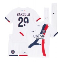 Camiseta Paris Saint-Germain Bradley Barcola #29 Visitante Equipación para niños 2024-25 manga corta (+ pantalones cortos)